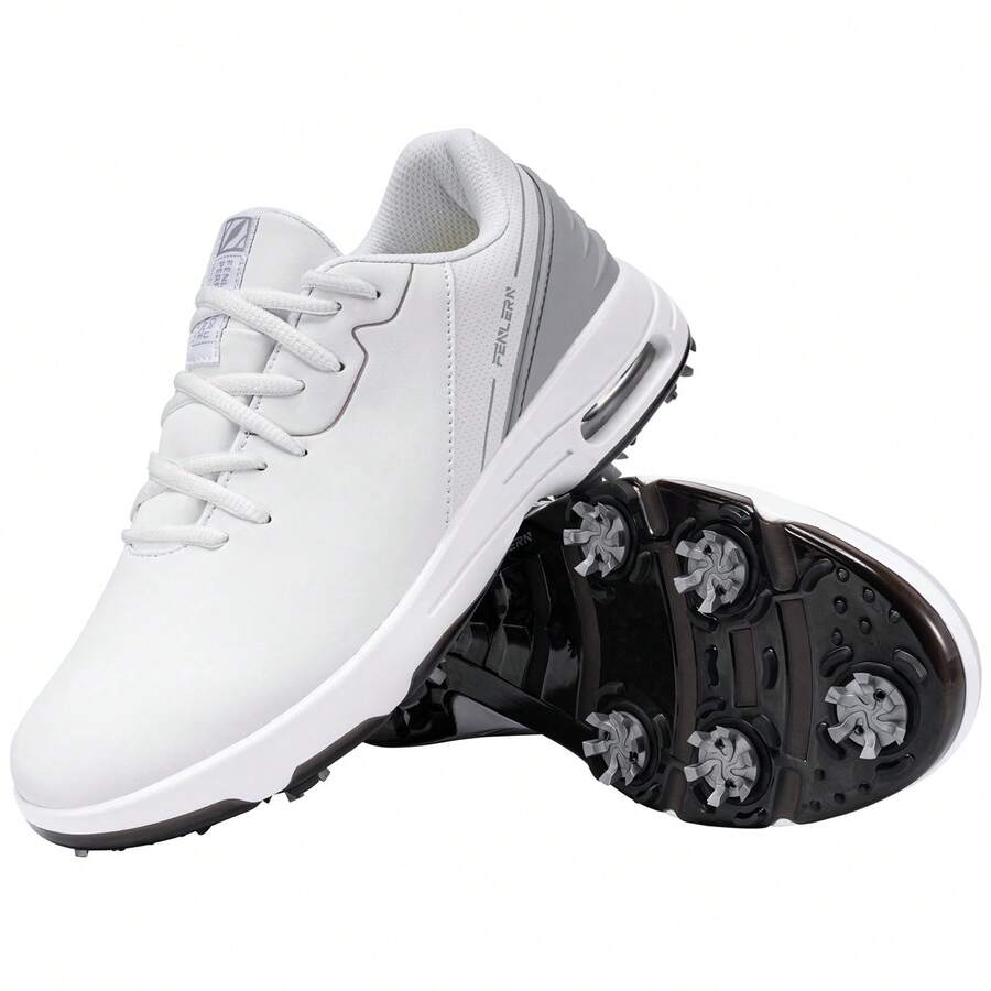 (US Local Shipment) Men's Golf Shoes Spiked Brand High-Quality Outdoor Sports Shoes Men's Golf Shoes Comfortable And Anti-Slip Men's Competitive Sports Shoes - White Gray - View 1