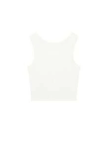 女士夏季纯色圆领休闲吊带背心 - 米色 - 查看 6