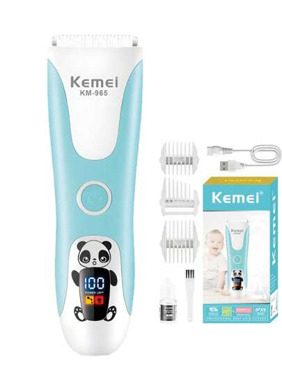  Cortapelos para bebé Kemei, diseño ultrasilencioso e impermeable | Cuchilla de cerámica hipoalergénica con pantalla LED LCD, cortapelos inalámbrico recargable impermeable para niños y niños pequeños KM-965