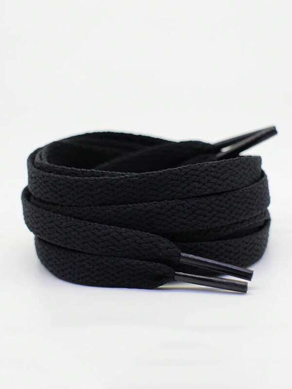 1 Pair Polyester Flat Woven Shoelaces, Colorful Flat White Sneaker Laces, Multiple Colors Available For Couples, Red & Blue