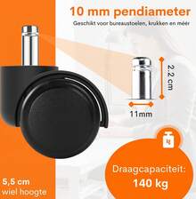 Office Chair Casters - Swivel Casters - Set Of 5 - Black - màu đen - Xem 3