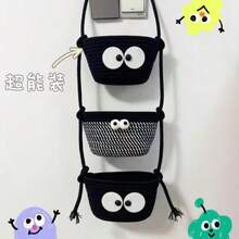 سلة تخزين مجدولة مثبتة على الحائط ثلاثية الطبقات، سلة منظم منزلي للأغراض المتنوعة والأشغال اليدوية والقرطاسية