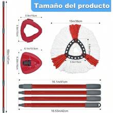 Replacement Mop Heads,  Turbo Mop Refills, Microfiber Mop Head Set, Base, Brush, And Handle Replacement For EasyWring Spin Mop - 紅色 - 查看 2