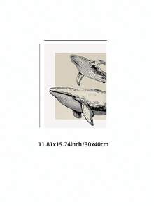 1/2pcs Frameless Vintage Whale Mother & Baby Print, Beige Coastal Wall Art With Canvas Texture, Inspirational Ocean Quote Poster For Beach House & Nursery Decoration