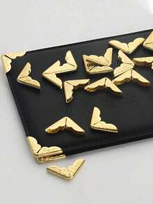 60pcs Golden Metal Book Corner - Book, Photo Album, And Scrapbook Protective Cover, Perfect For Protecting And Decorating Books, Perfect For Students And Returning To School Reading Enthusiasts. Retro Decorative Edge Protector, Suitable For Books, Scrapbooks, Photo Albums, Notebooks, Corner Protectors, School And Office Supplies, Back To School Supplies, School Supplies - Multicolor - View 9