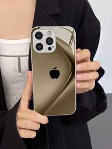 Ốp lưng điện thoại tối giản phong cách doanh nhân, họa tiết Apple màu bạc, thiết kế cong chuyển sắc, mặt kính cường lực độ nét cao, chống rơi vỡ, unisex, tương thích với iPhone 17/16 Pro Max/15 Pro/14 Pro Max/13 Pro Max/16 Pro/15 Pro Max/12 Pro Max/11/XS Max/7 Plus, tương thích với ốp bảo vệ chống rơi vỡ cho iPhone 13. - màu nâu - Xem 6