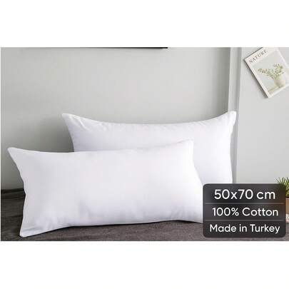 MADE IN TURKEY - Tella 100% Coton Oreiller - 50x70 Cm - 800g - Doux & Respirant - Set de 2