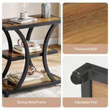 Tribesigns 3-Tier End Table With Storage, Industrial Side Table With Geometric Metal Design, Nightstand For Small Spaces, Living Room, Bedroom, Or Study Room - Rustic Brown - View 5