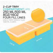 Silicone Freezer Tray With Lid-Soup Freezer Container Molds-2-Cup Extra Large Ice Cube Tray-Makes 4 Perfect 500ml Portions Cubes, For Freezing Soup,Stews,Sauces.Oven&Dishwasher-Safe(2-Pack)-585515 - 2 cốc - Xem 5