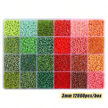 24格3毫米彩色玻璃珠，适用于手工珠宝制作、手链和项链DIY配件、万圣节、圣诞节和糖果珠DIY工艺品，批发散装商品[12000颗/盒] - 12000pcs/box - 查看 37