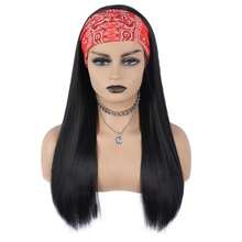 bling hair Perruques bandeau, perruques lisses en cheveux humains pour femmes, perruques sans colle, densité 180 %, sans dentelle, perruques brésiliennes en cheveux humains, couleur naturelle - Noir - Voir 12