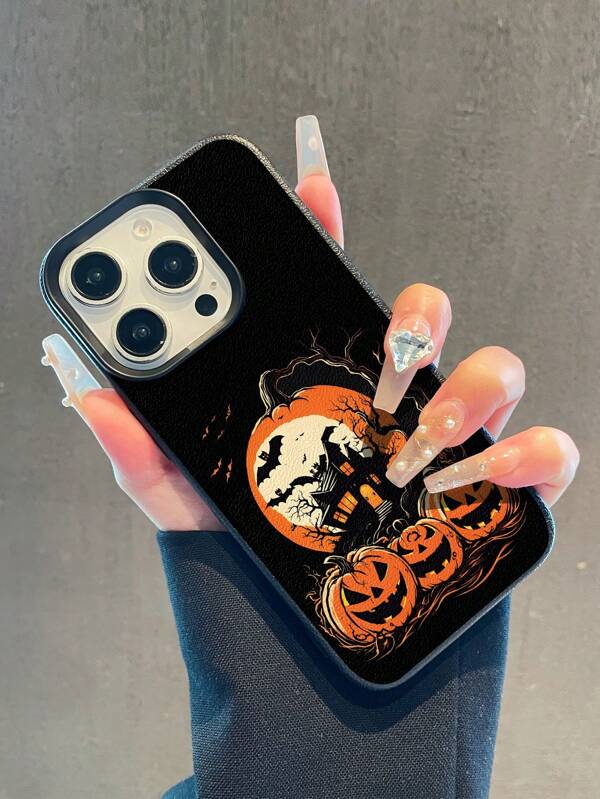 1pc Fashionable Halloween Pumpkin Head Textured Waterproof Anti-Fall Anti-Slip Soft Phone Case Protective Cover Compatible With Apple/ Phones