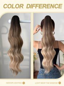 24英寸渐变波浪假莫霍克马尾辫，耐热纤维 - 漸層 - 查看 7