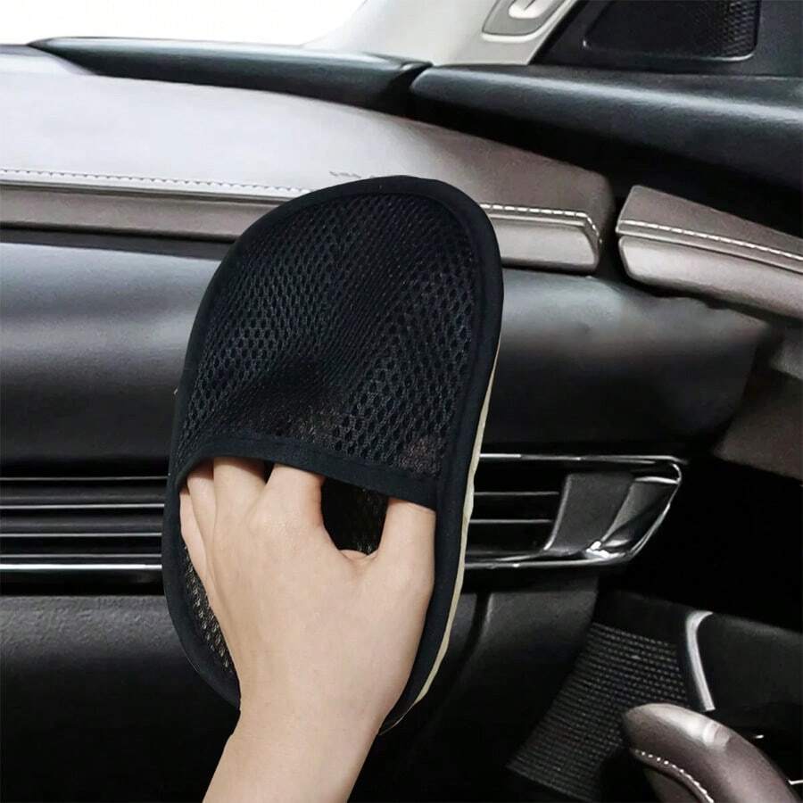1pc Fuzzy Car Cleaning Glove, Car Cleaner - Multicolor - View 1
