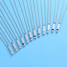 Nuevo-2025Oinsi Collar de urna de cremación con barra de cristal cuadrada multicolor para cenizas - Grabable - Piedra verde oliva. - Ver 4