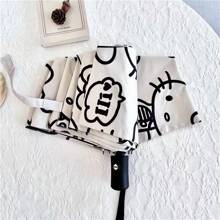 Sanrio 1PC Sanrio Cartoon Hello Kitty, Kulomi Transparent Folding Umbrella, A Must-Have Decoration For Rainy Days. Non Automatic Parachute And Large Face Hello Kitty Automatic Version, Thick And Rain Resistant, Lightweight, Compact And Easy To Carry A Must-Have For The Whole Year