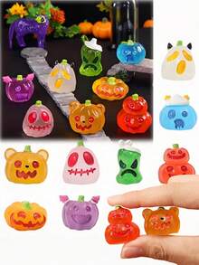 50/30/20/10/5/1 pieza Figura miniatura luminosa de paisaje micro de resina, adorno de jardín de hadas miniatura, decoración de calabaza y fantasma, decoración DIY para el hogar, artesanía de escritorio, escultura