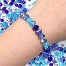 100-200 hạt pha lê thủy tinh xanh trong suốt các loại, kích thước 4/6/8mm, thời trang, dễ thương, nhiều màu sắc, dùng làm đồ trang sức, vòng tay tình bạn, vòng cổ, đồ thủ công, mặt dây chuyền, đồ trang trí - màu xanh - Xem 8