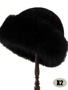 1顶女士加厚抓绒渔夫帽，时尚保暖冬帽，适合搭配羊毛大衣和冬季服装