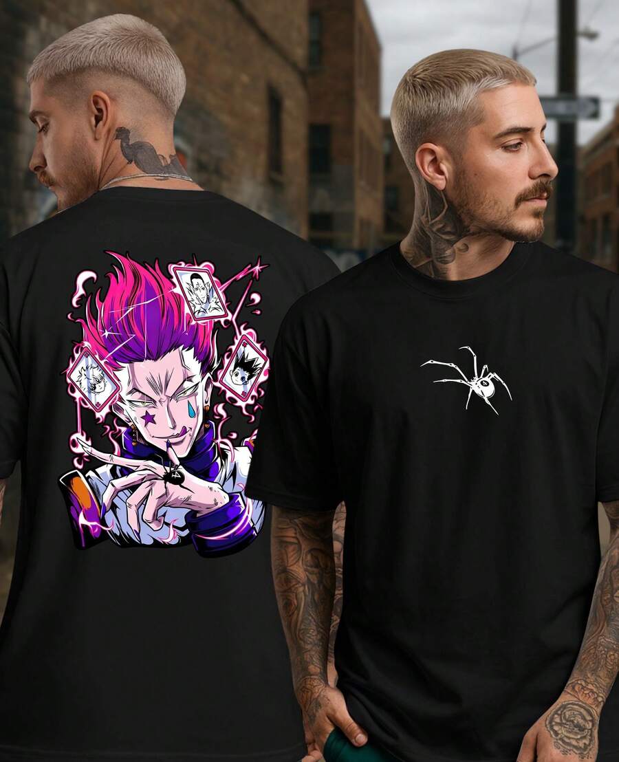 Unisex Anime T-Shirt Magic Hunter Hisoka Hunter Morow Spider Ghost Troupe Geek Otaku - 黑色 - 查看 1
