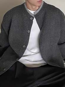 白悦男士轻奢复古钱风两件套拼接休闲简约针织开衫秋冬毛衣