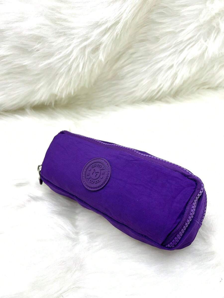 School Pencil Case With 3 Dividers And Elastic For Pencils And Pens - 紫色 - 查看 1