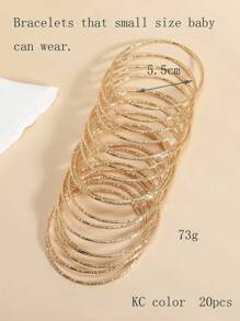 20pcs 3-14Y Girls' Delicate Glitter Bamboo Knot Stacking Bangle Bracelets - one-size - View 7