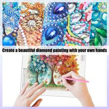 5D DIY 钻石画套装 - 彩色花树设计，成人特殊形状水晶钻艺术品，手工刺绣马赛克工艺品，可用于家居墙面装饰，闪亮的 DIY 艺术礼物创意 - 珊瑚橙 - 查看 7