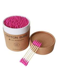 200pcs/Box Double-Ended Cotton Swabs, Natural Bamboo Cotton Swabs With Comfortable Soft Design - Suitable For Manicure And Makeup, Disposable Bamboo & Cotton Swabs, Convenient And Hygienic