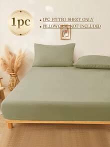 1 pieza Sábana ajustable de 100% algodón de color verde claro, de bolsillo profundo, suave y transpirable, protector de colchón para dormitorio, todo el año, cómodo, para cama individual, matrimonial, king y queen, con bolsillo profundo de hasta 30 cm, sábana de cama, ropa de cama para dormitorio - menta profunda - Ver 2