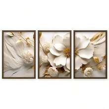 Quadro Decorativo Flor Floral Sala e Quarto  - Branco - Visão 1