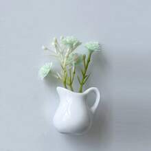 Mini Vase Magnets For Fridge 6PCS - 3D Ceramic Tiny Plant Vase Magnets Fridge Decoration Set Design For Refrigerator, Lockers & Office Spaces (1pc, 3pcs,6pcswith Flower)