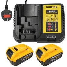 IKUNQUAN 2 Pack 8.0AH Replacement For Dewalt Battery 18V,With Charger & LED Indicator,Replacement For DCB184 DCB182 DCB180 DCB200 DCB184 Battery For Power Tools - Yellow - View 1