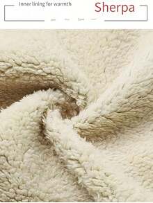 Men's Fashionable Lined Hooded Jacket - Warm And Comfortable Solid Color Zipper Autumn/Winter Casual Polyester Fiber Jacket With Drawstring Hooded, Cold Weather Clothing/Fashionable Hooded Jacket/Plush Lined Hooded Shirt  Winter    Regular Fit    Pocket  Zipper  Drawstring - 藍色 - 查看 2