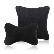 运动型汽车座椅头枕采用柔软毛绒材质，颈部支撑透气软座垫，舒适放松，适用于宝马奥迪奔驰日本 - 彩色 - 查看 3