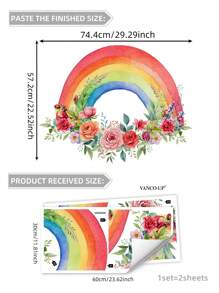 1set Cartoon Rainbow Children's Room Bedroom Home Decor Wall Sticker,Stickers,Wall Decal, Vinyl Decal For Home Decorations,Spring Decoration Items Refresh Your Home,Rama Decoration Stickers Gifts Birthday Graduation