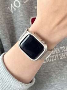 2 件 表带和 表壳，时尚创意设计不锈钢网眼透气舒适磁扣可调节星光色 表带和星光色无屏保护壳，全面保护兼容 Ultra 3/2/1、系列 S10/S9/S8/S7/S6/S5/S4/S3/S2/S1，38mm/40mm/41mm/42mm/44mm/46mm/45mm/49mm，男女时尚新品 - 星光色 - 查看 9