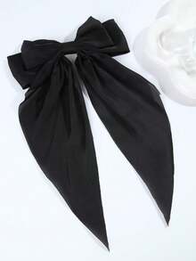 2pcs/Set Black & White Satin Oversized Bow Hair Clips, Large Size With Flowing Ribbons - Suitable For Girls And Women, Fits Various Hairstyles, Ponytail And Bun, Great For Back To School, Halloween Events And Daily Wear, Halloween Accessories, Fall, Festival, Rave Accessories, Claw Clips, Hair Claws, Hair Slide, Hair Barrettes, Fall Fashion, Autumn, Winter Outfit For Women, Bows, Cute, Hair Accessories - Multicolor - View 6
