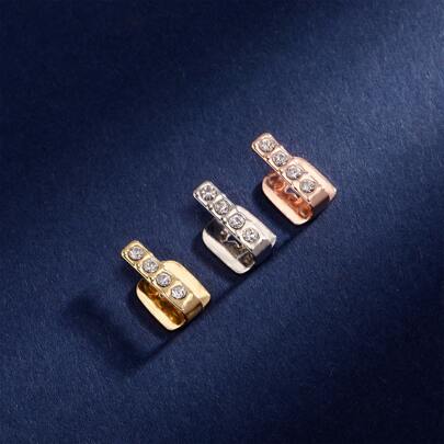 Fashion Single Vertical Bar Teeth Grillz Braces Hip Hop Hollow Tooth Caps Zirconia Dental Grills For Women Men Jewelry