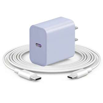 20W PD 彩色快速充电适配器 + 3.3 英尺/100 厘米 C 至 C 高效数据传输快速充电线，兼容 15 Pro Max/15 Pro/15 Plus/15、S25/S24 Ultra/S24/S23 Ultra/S23/S22/S21 系列快速充电适配器充电器手机充电器 Nan