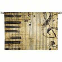 2pc Music Window Curtains 28"(W) X 40"(H), Black White Musical Notes Abstract Pattern Window Treatments For Bedroom Living Room Nursery Family Room Decorative Drapes 2 Panel Sets - Music-4 - View 3