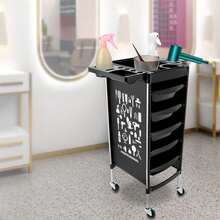 Carrello da parrucchiere di alta qualità, carrello da salone con sistema di cassetti a 5 scomparti, stabile e silenzioso, con porta-attrezzi pieghevole, compatto e pieghevole, postazione professionale per parrucchiere, stilista, acconciatura, organizzazione del salone, taglio dei capelli