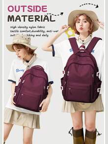 School Travel Laptop Backpack Lightweight Bag College Backpack For Cute Durable Backpack Casual Day Pack For Girls And Boys, Large Capacity Portable Backpack For Outdoor, Travel, Hiking, School. New And Old Versions Are Sent Randomly, New And Old Versions Are Shipped Randomly - Burgundy - View 7