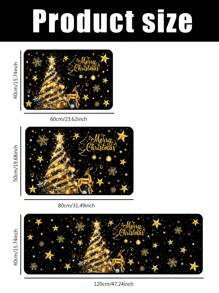 1pc 40x60cm / 50x80cm / 40x120cm Christmas Decorative Doormat, Black & Gold Christmas Tree Pattern With Golden Reindeer, Snowflake & Star Elements, Suitable For Christmas & Winter Home Decor, Entryway, Balcony, Holiday Decoration