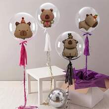 Set 10 Balon Gelembung Transparan Mini Capybara, Balon Dekorasi Pesta Ulang Tahun dan Pernikahan - MultiWarna - View 1