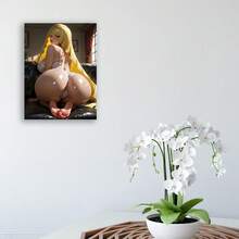 Framed 1pc Canvas 2D 1pc Canvas Poster Anime Sexy Girl Model Cosplay Art Print Home Decor Wall  For Home Decor, Pattern Wall Art, Living Room, Bedroom, Office, Restaurant, Valentine'S Day Gifts For Valentine's Day, Easter