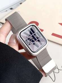 2 件 表带和 表壳，时尚创意设计不锈钢网眼透气舒适磁扣可调节星光色 表带和星光色无屏保护壳，全面保护兼容 Ultra 3/2/1、系列 S10/S9/S8/S7/S6/S5/S4/S3/S2/S1，38mm/40mm/41mm/42mm/44mm/46mm/45mm/49mm，男女时尚新品 - 星光色 - 查看 7