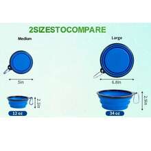 Collapsible Bowls, 2 Pack Water Bowls For Cats Dogs, Portable Pet Feeding Watering Dish For Walking Parking Traveling With 2 Carabiners (,Blue,Green) - 紫色 - 查看 9