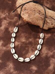 ZIRUISP 1pc Summer Beach Shell For Women Bracelet Necklace Braided Rope Adjustable Chain Bangle Bohemian Girls Leisure Vacation Jewelry - White - View 5