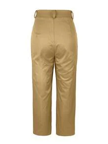 Jesswin Yar 休闲拉链口袋阔腿裤，卡其色，优雅通勤百搭，适合办公室、学校、日常穿着，春夏款 - 卡其色 - 查看 6